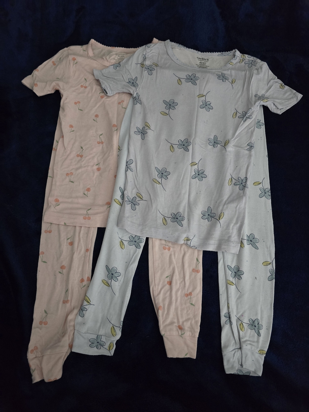 Carter's Floral & Cherry Short-Sleeve Pajama Set - Pink & Light Blue